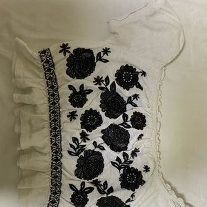 White shirt with black flowers